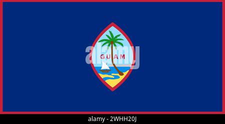 Flag of Guam. Official symbol of organized, unincorporated territory of the United States. 3D illust Stock Photo