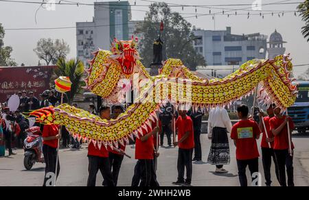 Chinese artists perform dragon dance during Lunar New Year celebrations ...