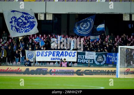 Salerno, Italy. 09th Feb, 2024. Empoli FC supporters during the Serie A match between US Salernitana and Empoli FC at Stadio Arechi on February 9, 2024 in Salerno, Italy. Credit: Giuseppe Maffia/Alamy Live News Stock Photo