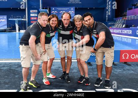 Doha, Qatar. 10th Feb, 2024. Members of Team Italy during the 21st World Aquatics Championships at the Hamad Aquatic Center in Doha (Qatar), February 10, 2024. Credit: Insidefoto di andrea staccioli/Alamy Live News Stock Photo