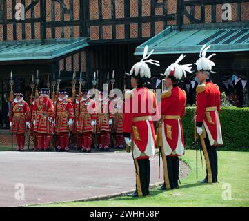 Windsor, Berkshire, UK. 16th June, 2010. Beefeaters attend the annual Garter Ceremony at Windsor Castle, Berkshire. Credit: Maureen McLean/Alamy Stock Photo