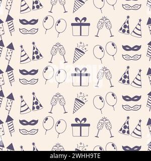 Carnival party seamless pattern with celebration elements. Happy New Year party accessories vector seamless pattern. Stock Vector