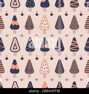 Christmas trees background seamless pattern. Nordic Scandinavian seamless pattern. Vector illustration. Stock Vector