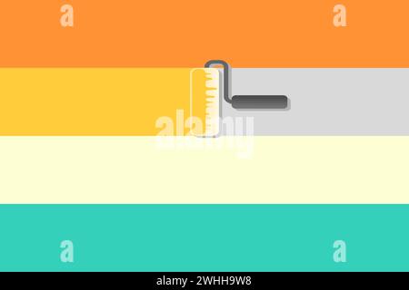 Paint roller brush on colorful background. Nature color background. Vector illustration. Stock Vector