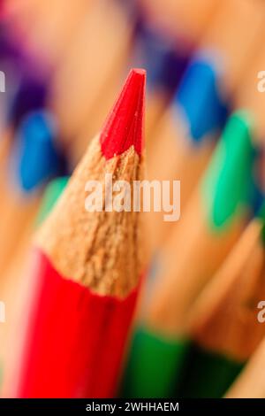 Multiple colored pencils grouped together Stock Photo