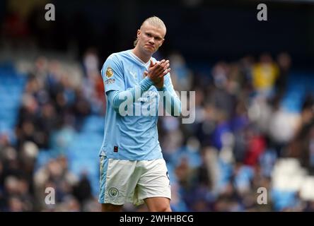Manchester City's Erling Haaland following the Premier League match at the Etihad Stadium, Manchester. Picture date: Saturday February 10, 2024. Stock Photo