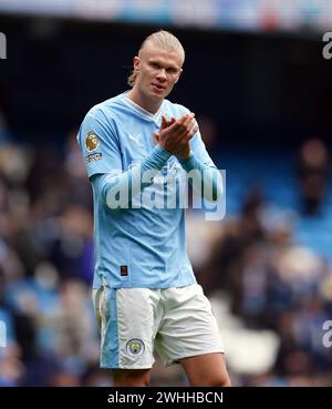 Manchester City's Erling Haaland following the Premier League match at the Etihad Stadium, Manchester. Picture date: Saturday February 10, 2024. Stock Photo