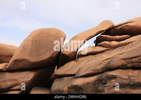 Beautiful shaped granite formations in Granit Rose, France. Stock Photo