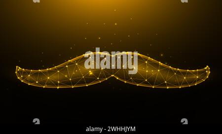 Polygonal vector illustration of a male mustache on a dark background Stock Photo