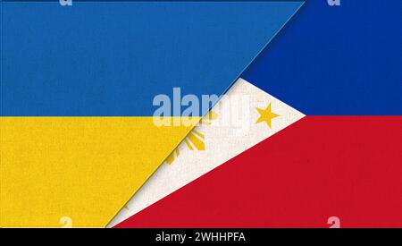 Flags of Ukraine and Philippines. Two Flags Together. National symbols of Ukraine and Philippines. d Stock Photo