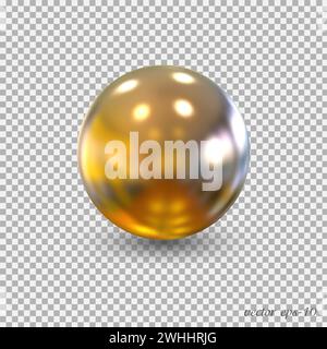 Golden ball .Realistic balloon for labels, advertising . Bubble. Metal sphere isolate. Stock Vector