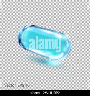 Glass capsule .Crystal Glass Banner .Isolated Pills .Desing element vector . Stock Vector