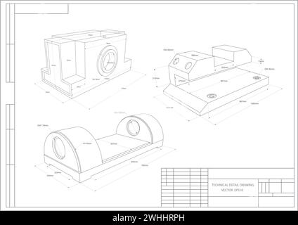 Mechanical Engineering drawing .Technical drawing .Vector engineering illustration. Stock Vector