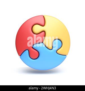 Circle three pieces puzzle 3D Stock Photo