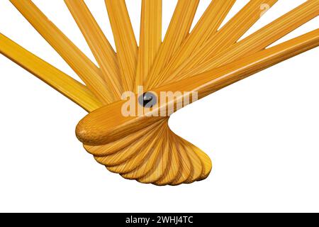 Japanese traditional hand fan from bamboo and paper or silk isolated on white. Stock Photo