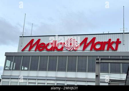 Das Logo von Media Markt in Weidenau. Media Markt am 10.02.2024 in Siegen/Deutschland. *** The logo of Media Markt in Weidenau Media Markt on 10 02 2024 in Siegen Germany Stock Photo