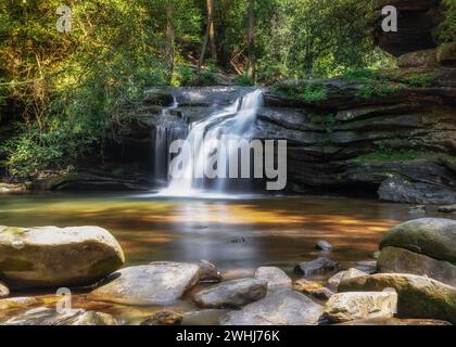 Horizontal view of idyllic Carrick Creek waterfall in upstate South Carolina Stock Photo