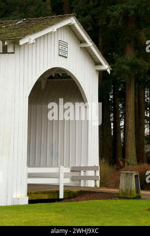 Stayton-Jordan Covered Bridge, Pioneer Park, Stayton, Oregon Stock Photo