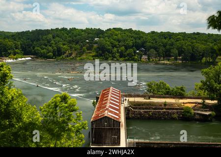 View to the Savannah river and the Augusta canal in Augusta in Georgia Stock Photo