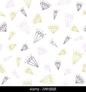 Cute hand drawn seamless pattern with diamonds. Vector illustration Stock Vector