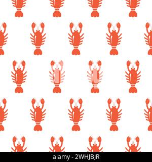 Lobster seamless pattern. Vector illustration Stock Vector