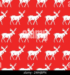 Knitted sweater with deer seamless pattern. Christmas background. Vector illustration Stock Vector