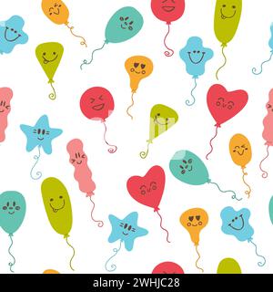 Seamless pattern with party balloons of different colors. Cute background. Vector illustration Stock Vector