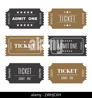 Paper tickets with numbers. Set of vector templates entry tickets. Vector illustration Stock Vector