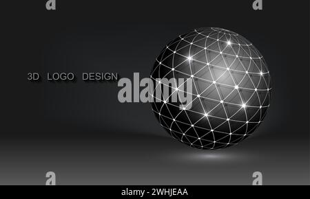 3D Global Connection. Creative and modern logo suitable for businesses related to digital or technological media. High-tech electronics and computer r Stock Vector