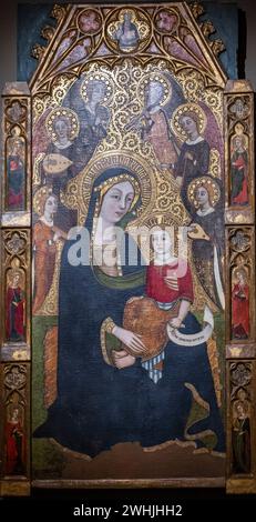 Mother of God of humility with musical angels altarpiece Stock Photo