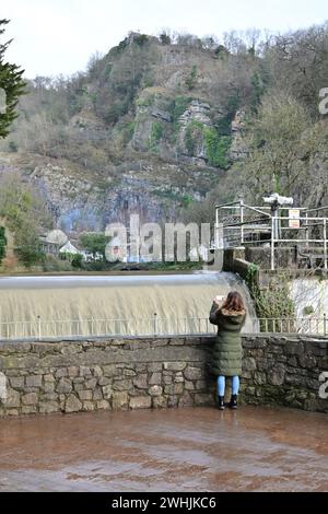 On a damp and wet afternoon World Famous Cheddar Goughs Cave is Closed to the Public Temporarily due to flooding by the River Yeo which flows under ground and out through into the rest of the village and controlled by flood gates. Picture Credit Robert Timoney/AlamyLiveNews Stock Photo