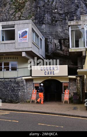 On a damp and wet afternoon World Famous Cheddar Goughs Cave is Closed to the Public Temporarily due to flooding by the River Yeo which flows under ground and out through into the rest of the village and controlled by flood gates. Picture Credit Robert Timoney/AlamyLiveNews Stock Photo