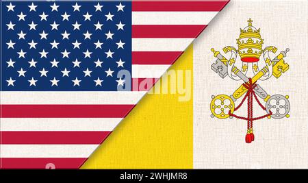Flags of USA and Germany. American and German national flags on fabric surface. Flag of USA and Germ Stock Photo