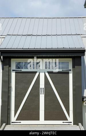 garage door on suburban area of Montreal, Quebec, Canada Stock Photo