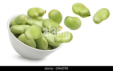 Edamame beans, bowl of green soybeans isolated on white background Stock Photo