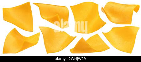 Processed cheese, burger cheese slices isolated on white background Stock Photo