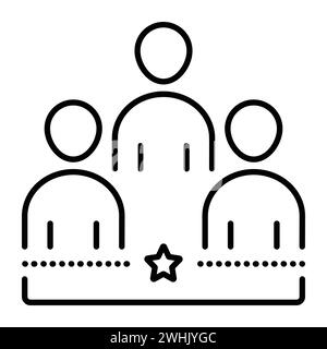 Teamwork, black line vector icon, sign of clients, company staff, friendly team pictogram Stock Vector