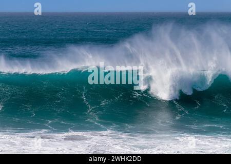 The spectacular waves on the west coast of Fuerteventura, Canary Islands, Spain Stock Photo