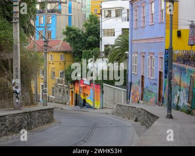 Valparaiso, Chile - jan 15 2014 Colourful street art decorating houses in the UNESCO World Heritage port city of Valparaiso in Chile Local artists use Stock Photo