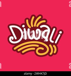 Hand drawn lettering vector typography of Happy Diwali. Beautiful calligraphy for celebrating Indian festival Vector illustration. Diwali banner, post Stock Vector