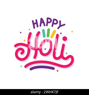 Happy holi editable text. Vector Illustration of Indian Holi Festival with colorful hand drawn typography. Holi calligraphy template design on white Stock Vector