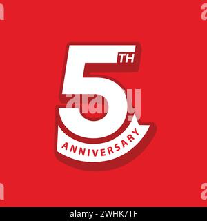 5 years anniversary logo design. 5th anniversary badge design with ribbon. Sign and symbol for celebrating company or business birthday. Company year Stock Vector