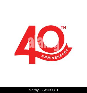 40 years anniversary logo template design. 40th anniversary icon, stamp, label with ribbon. Birthday celebration greeting card sign and symbol Stock Vector