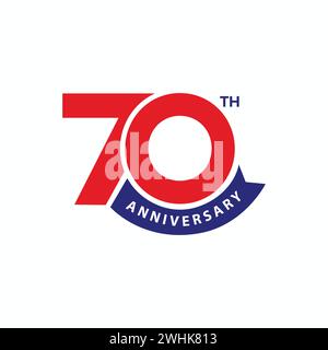 70th anniversary modern logo design. 70 years celebration greeting card, banner, poster, flyer, vector template. Number of 70 icon. Stock Vector