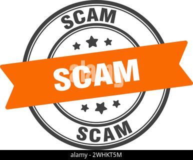 scam stamp. scam round sign. label on transparent background Stock Vector
