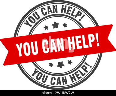 you can help stamp. you can help round sign. label on transparent background Stock Vector