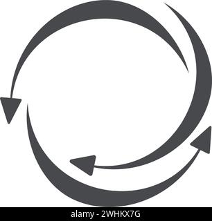 Arrow in a 360-degree circle. Signs with arrows to indicate the rotation or panoramas to 360 degrees. Virtual reality icons. vector  Stock Vector