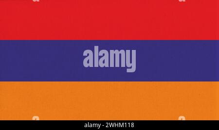 Flag of Armenia on fabric surface. Armenia national flag on textured background. Fabric Texture. Rep Stock Photo