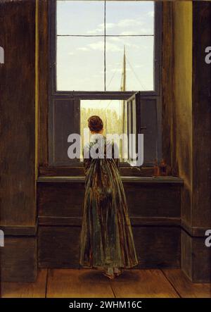 Woman at the window. Caspar David Friedrich. 1822. Stock Photo