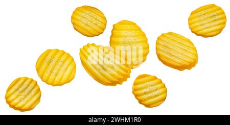 Pickled and marinated yellow zucchini slices isolated on white background Stock Photo